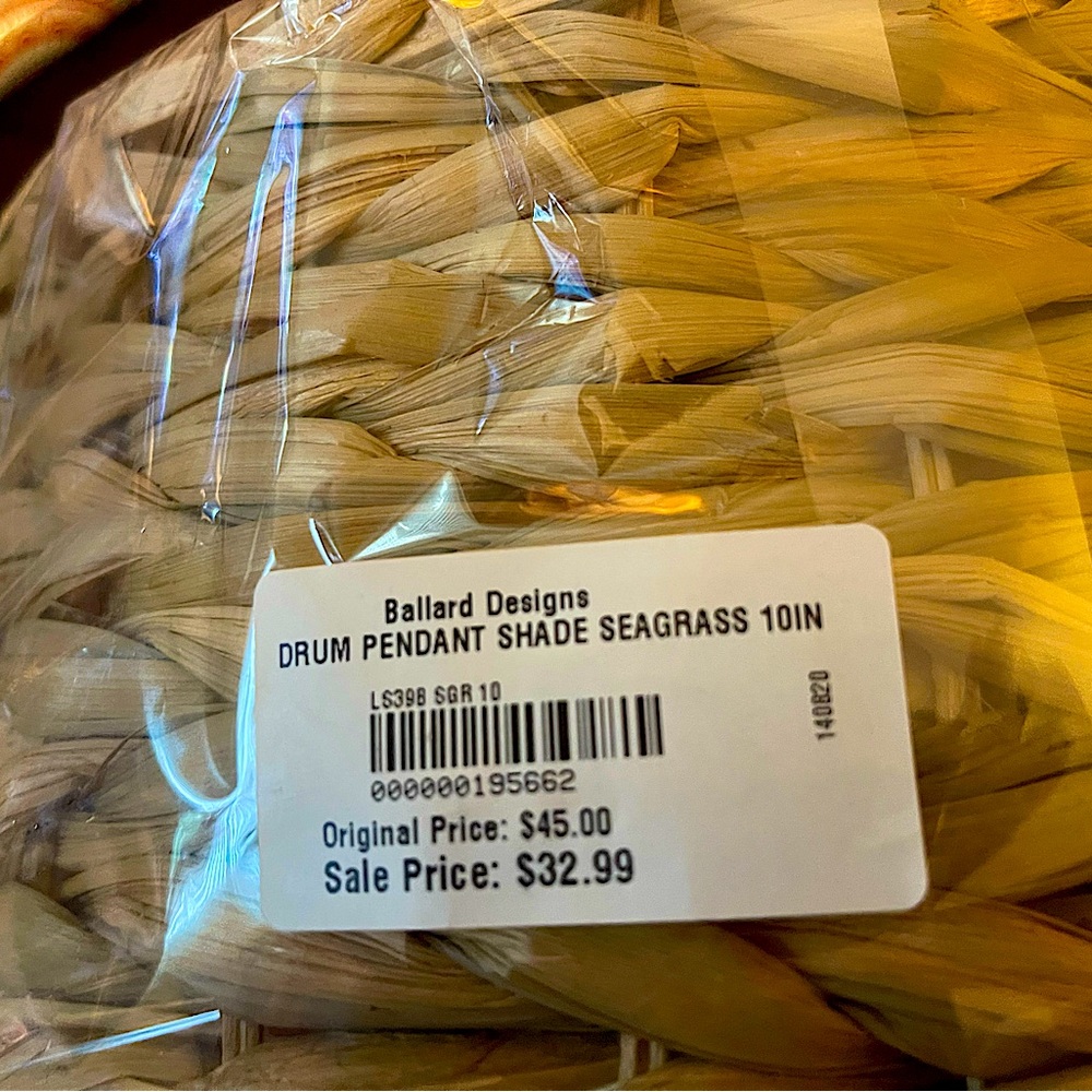 Ballard Designs Drum Pendant Shade Seagrass 10Inch